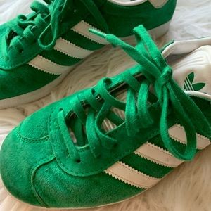 Green suede adidas gazelle